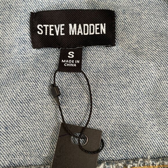 Steve Madden Marceline Oversized Denim Jacket Butterfly Patch Vintage Y2K S - Picture 3 of 13